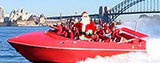 Santa jet boating on Sydney Harbour